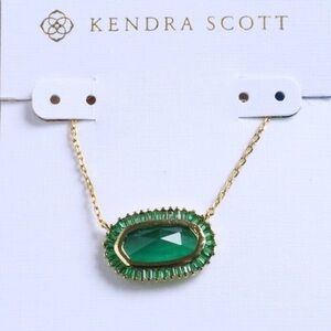 Kendra Scott Elisa Emerald Baguettes Green Center Stone Necklace